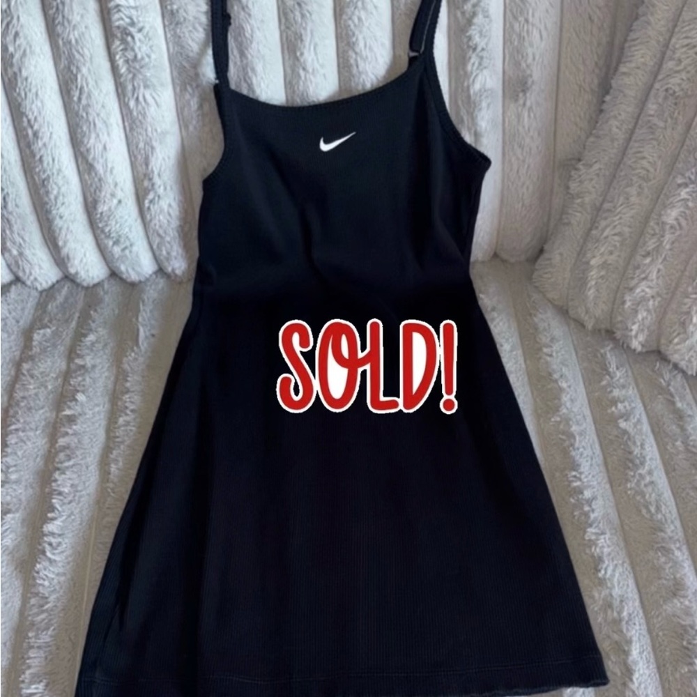 ‼️SOLD ON DEPOP‼️NWOT Nike Black Ribbed Slip Dress with White Swoosh Size Small🖤
